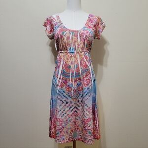 Kiara | Y2K Multicolor Boho + White Crease Summer Dress
